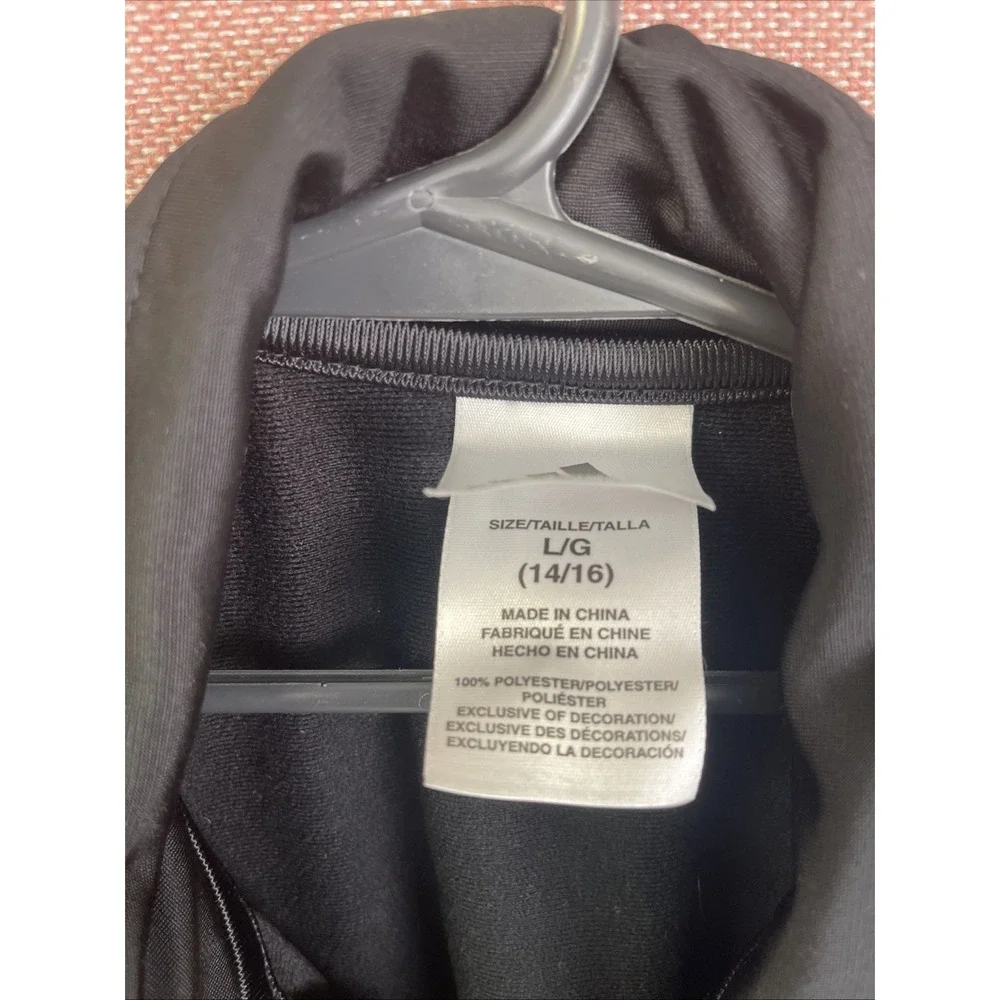Adidas Kid's Classic Full Zip Black/ White Stripes Track Jacket‎ Size LG 14/16